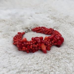 Beautiful Coral Beaded Bracelet NWOT